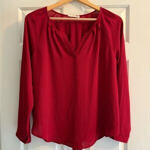 Lush Sheer Deep Red Women’s Long Sleeve Shirt Size M